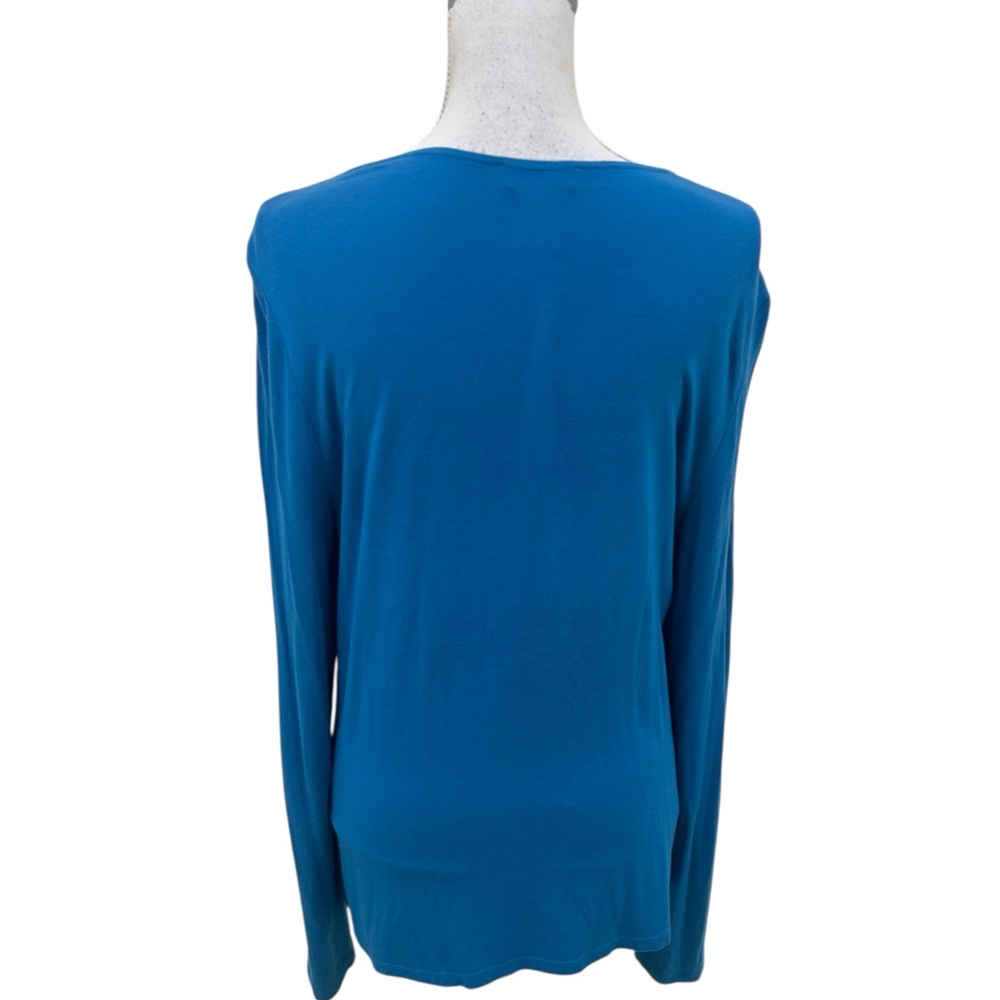 Kate Hill Teal v neck Long-Sleeve Twist-Front stretchy Top size medium - Picture 6 of 7